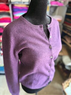 CUTE Purple Women’s Cashmere/Wool/Silk Cardigan, M